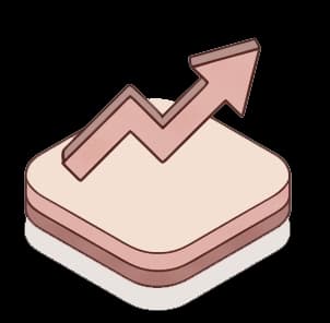 Icon of an arrow pointing up on a beige platform.