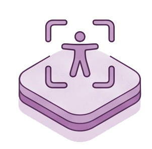 Accessibility user figure icon on purple platform