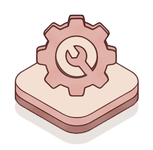 Gear automation settings icon on beige platform