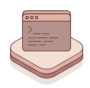 Code window interface icon on beige platform