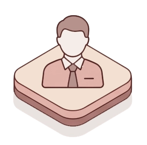 Consultant profile person icon on beige platform