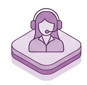 Headset customer support icon on purple platform