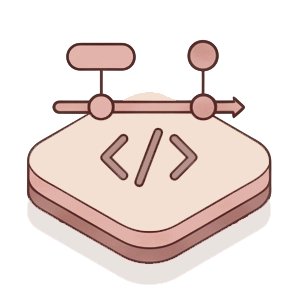 Code brackets developer tools icon on beige platform