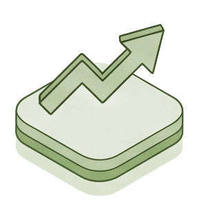 Upward arrow growth icon on green platform