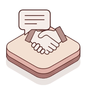 Handshake partnership icon on beige platform