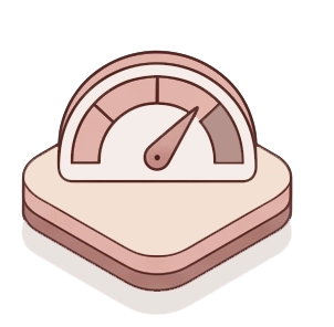 Speedometer performance icon on beige platform