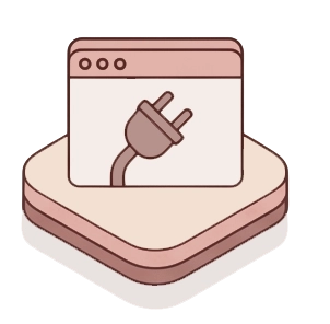 Plugin integration icon on beige platform