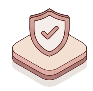 Security shield icon on beige platform